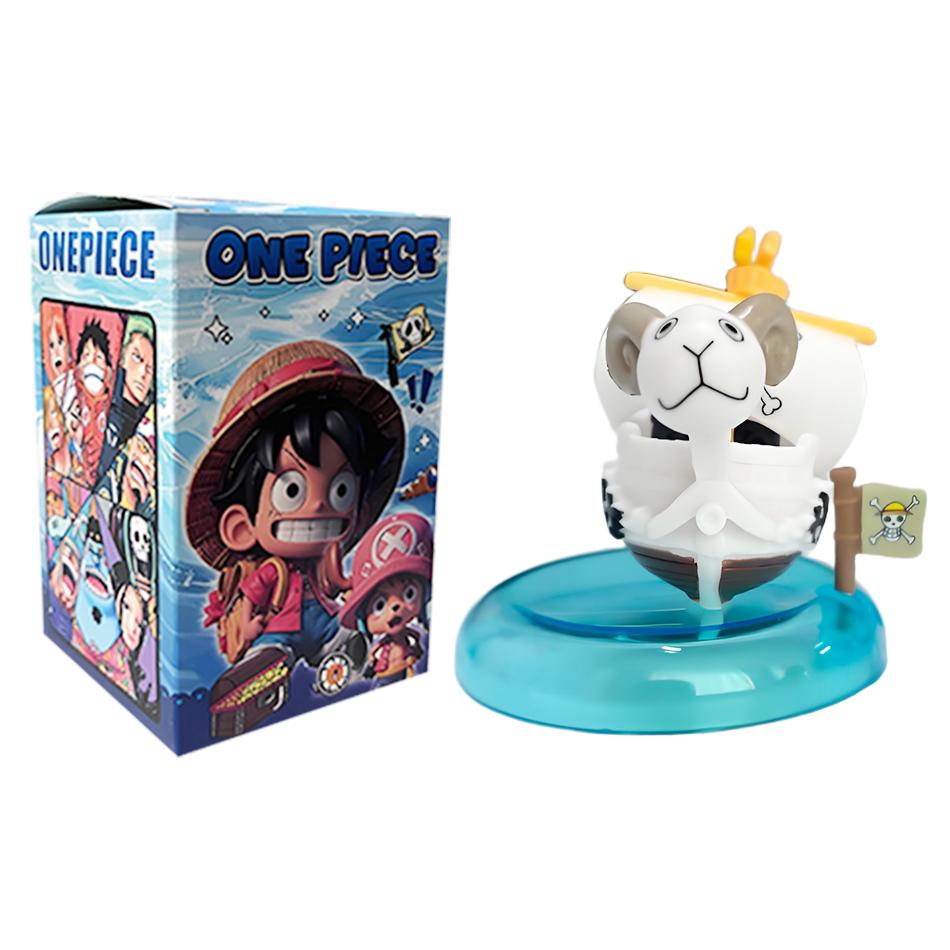 One Piece blind box 1-8pcs Anime Ship Figure Luffy Model Toy kawayi Mini Boat Pirate Ship Navy Going Merry Boat Assembled Model