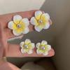 Серьги в виде цветка плюмерии в корейском стиле, милые серьги-гвоздики с жемчугом, элегантные летние серьги-гвоздики с цветком
