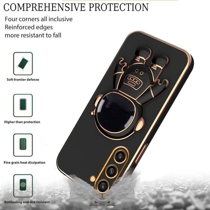 Coque pour Xiaomi 15T Pro, Silicone Slim Anti-Rayures avec Support Motif Astronaute - Noir