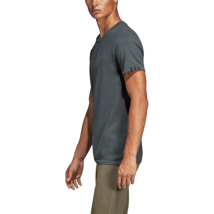 Adidas T Shirts Men's Green Crew Neck Moderate Straight Fit DX2144