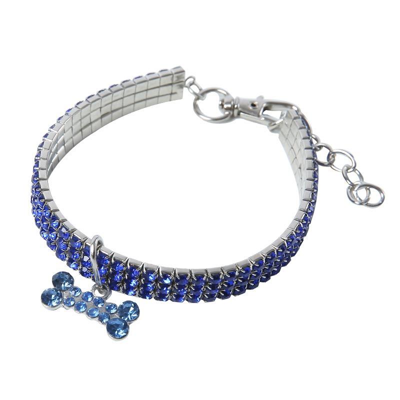 3 Rows of Rhinestone Elastic Pet Collar Dog Cat Crystal Pet Necklace Simple Pet Decorative Neck Ring