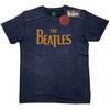 Футболка The Beatles 'Drop T Logo' Синяя с эффектом снежного отбеливания - НОВАЯ Унисекс Футболка