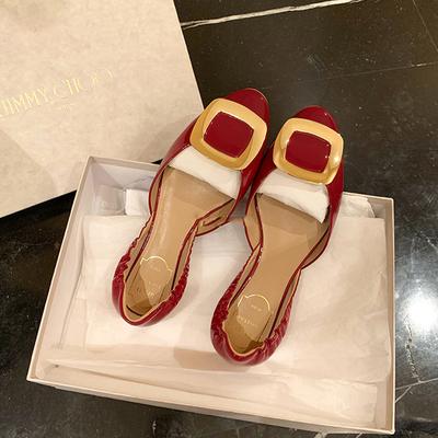 Ретро металлические квадратные пряжки, балетки на плоской подошве, лето 2025, новые, плиссированные, с перфорацией, женские