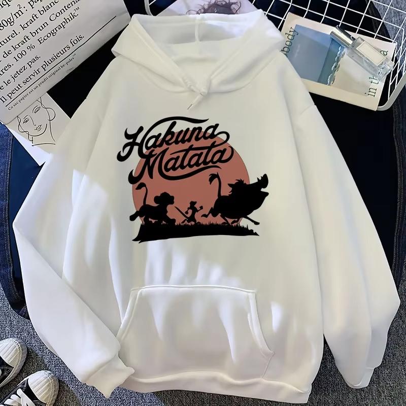 Hakuna Matata Funny Cartoon Simba Cute Anime Hoodie Women Harajuku Lion King Kawaii Manga Sweatshirt Graphic Hoodie Men