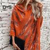 Women Pullover Sweater Hooded Batwing Half Sleeve Tassel Knitting Cape Colorful Striped Asymmetric Hem Wrap Poncho Coat