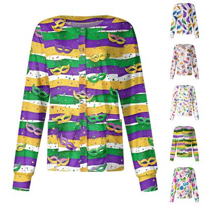 Женский повседневный кардиган с длинными рукавами, однобортный, с принтом, защитная одежда