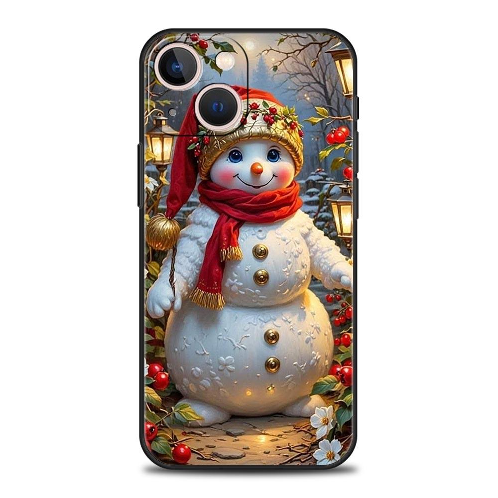 Рождественский чехол-накладка со снеговиком для iPhone 17 16 15 14 13 12 Pro Max 11 Pro Max 17 AIR Plus Ударопрочный мягкий ТПУ корпус Fundas
