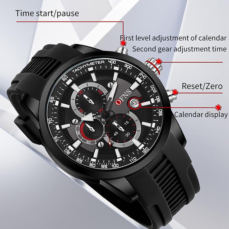 Business Men's Quartz Watch Three Eye Six Needle Chronograph Waterproof Night Light Calendar Men's Quartz Watch