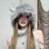 Big Black Fluffy Women's Hat Men's and Women's Winter Horn Ears Windproof and Cold Cycling Cute Cow Head Warm Plush Hat