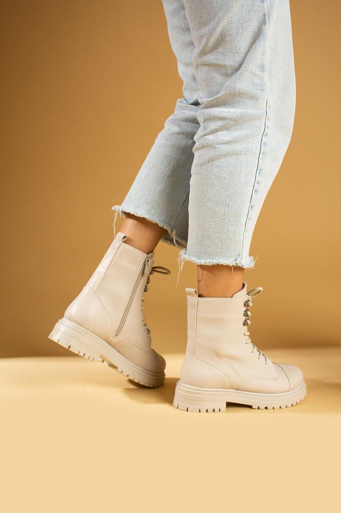 Warm Lining Comfort Sole Zippered Lace Up Women's Boots 57-250-23Volume