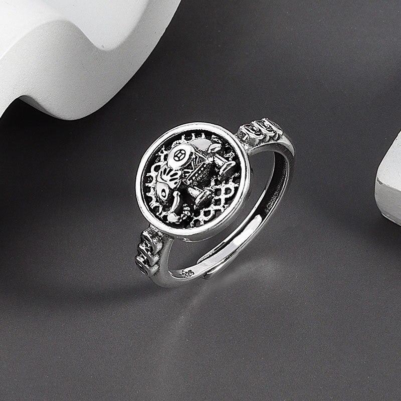 Qmcoco панк хип-хоп животное слон круглое кольцо Ins стиль 925 тайское серебро винтажный дизайн нейтральное мужское женское кольцо для вечеринок подарки