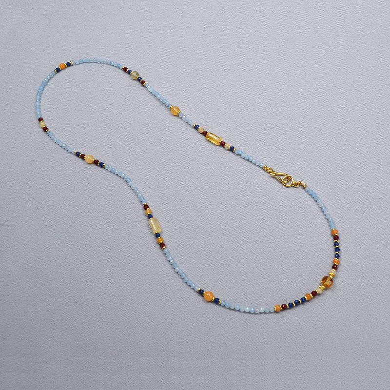 Оригинальное дизайнерское китайское нишевое ретро-колье с кисточками из натурального камня, съемное, многоразовое, на цепочку для свитера