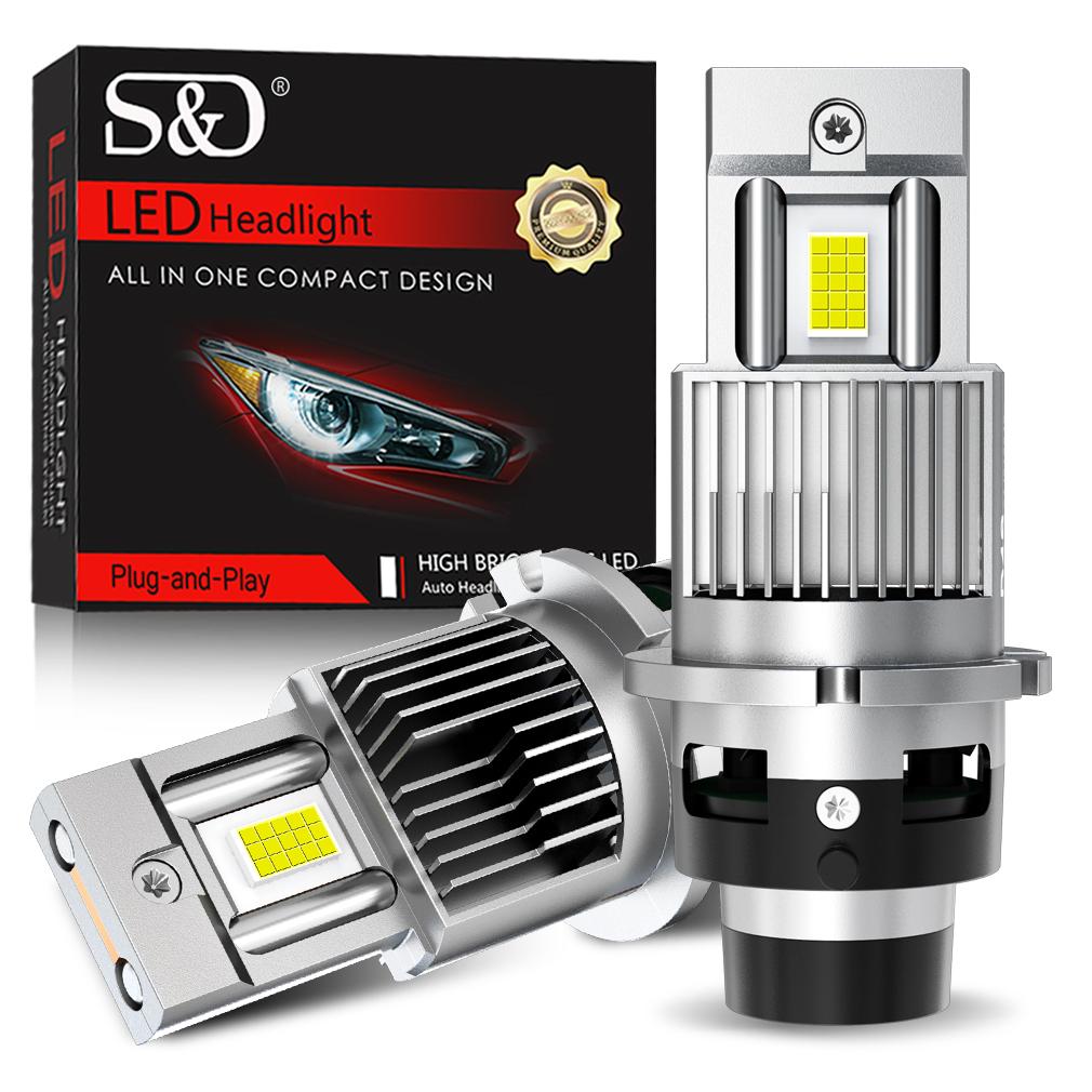 2Pcs D2S D4S 1:1 Led Headlights HID Kit Xenon LED Bulbs Retrofit 150W 65000LM D2R D4R Car Lamp Auto Light Two Sided Extra Large CSP Chip Canbus 6500K