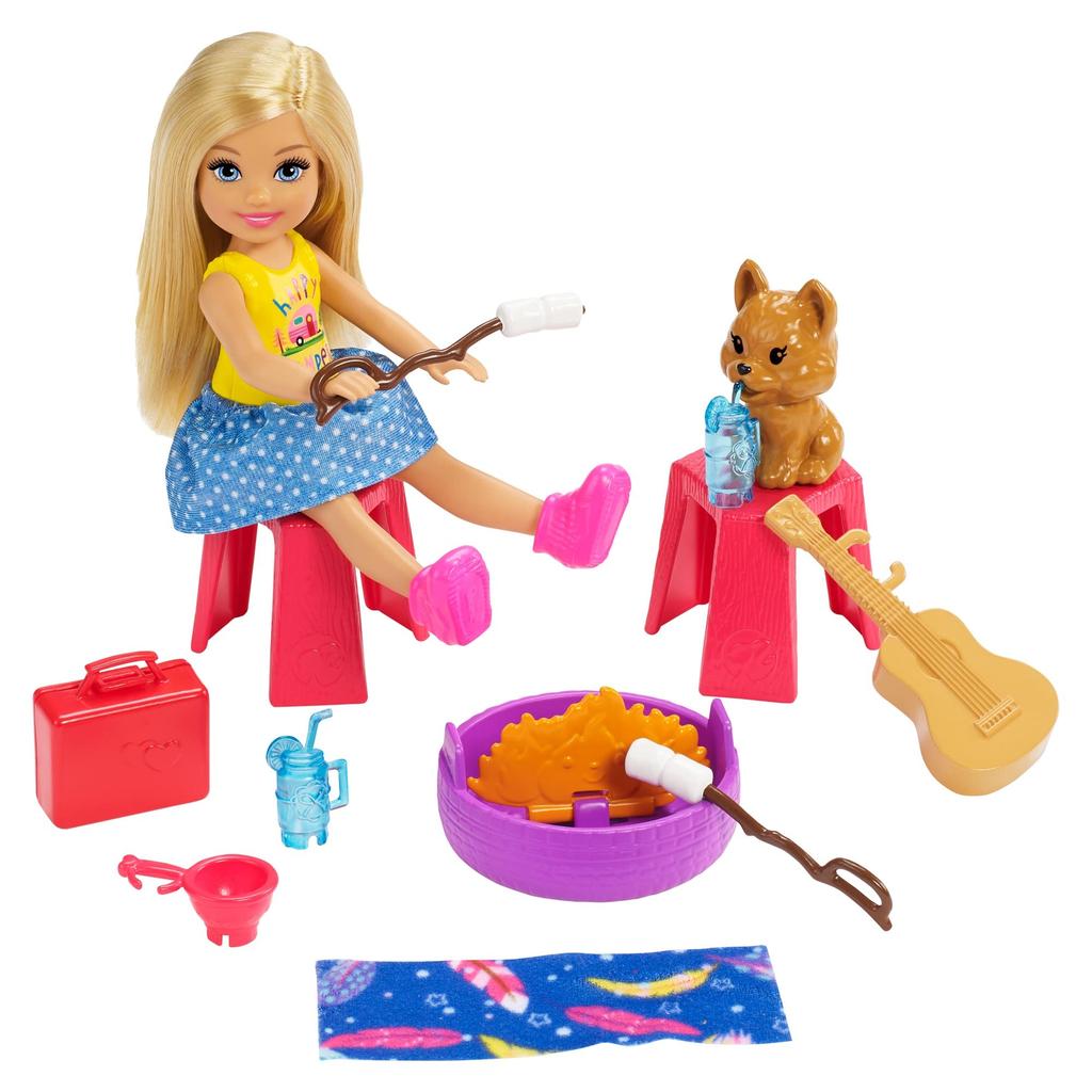 barbie Fun Camping with Cute Car and Trailer Set 3 and FXG90 [Online Exclusive] Chelsea! (Doll Included) [Dress-Up Doll] [Ages Up]