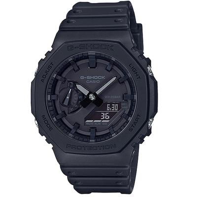 Полностью черные часы G-Shock GA-2100-1A1 с карбоновой защитой корпуса, аналогово-цифровые, мужские
