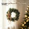 Reusable Winter Theme Decoration Artificial Norfolk Pine Wreath for Front Door, Christmas Faux Greenery Needle Party Decorative Wreath, Farmhouse