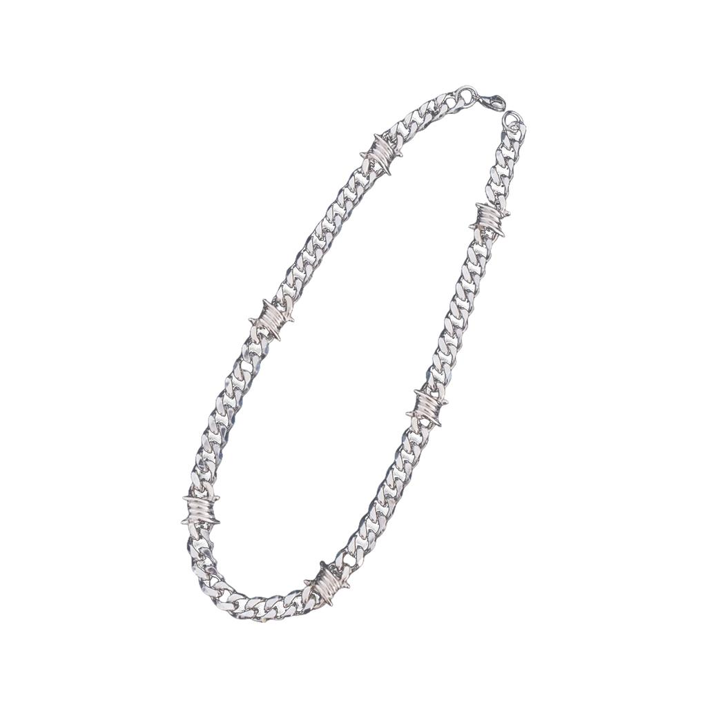 Unique Thorn Cuban Chain Necklace Bracelet Elegant Jewelry Accessory For Hip Hop And Punk Style Enthusiasts