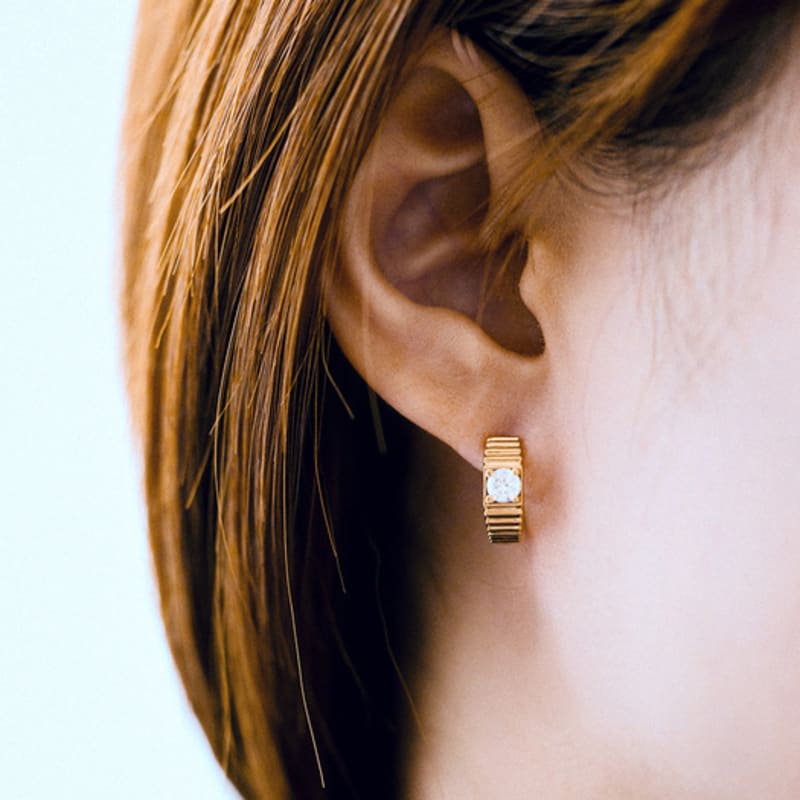 COLLECT SYNERGY vintage topaz band gold earrings
