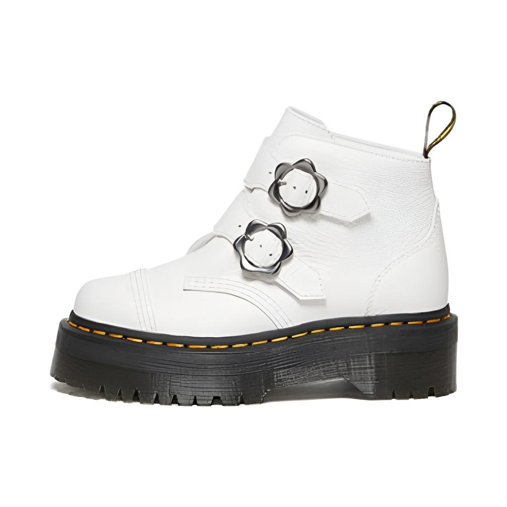 Dr. Martens Fusion Floral Buckle Strap Boots Women Boots White 27642100