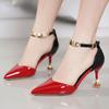 Women Fashion Sweet Pointed Toe Buckles Strap Stiletto Heels Lady Cool Red Party Heel Shoes Heels