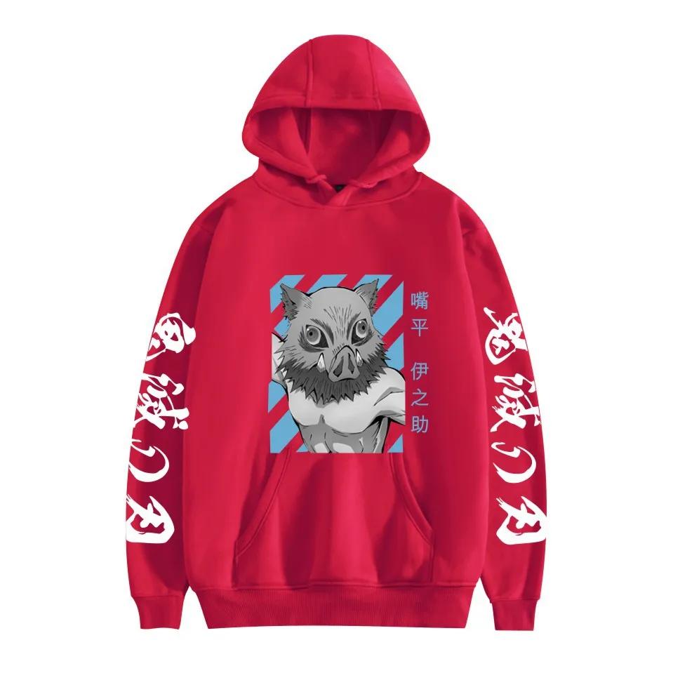 Demon Slayer Inosuke Hashibira Hoodies Anime Kimetsu No Yaiba Hooded Cute Kawaii Oversized Hoody Tops Men Women Sweatshirts