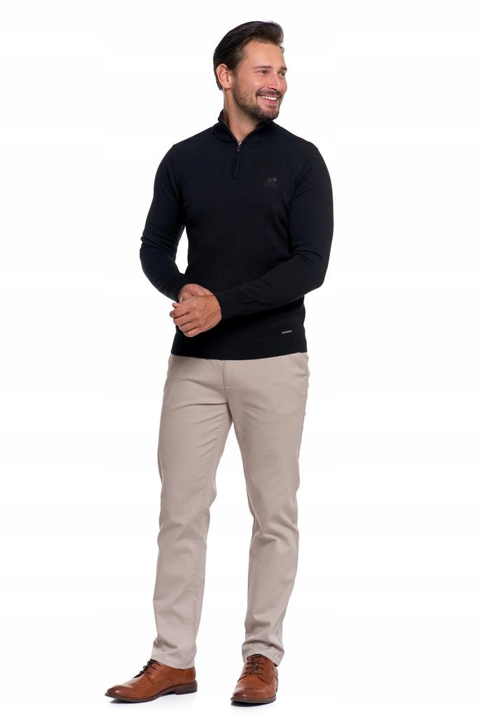 Men's Cotton Sweater with Stand-Up Collar and Zipper Elegant Cotton MORAJ 3XL BLACK
