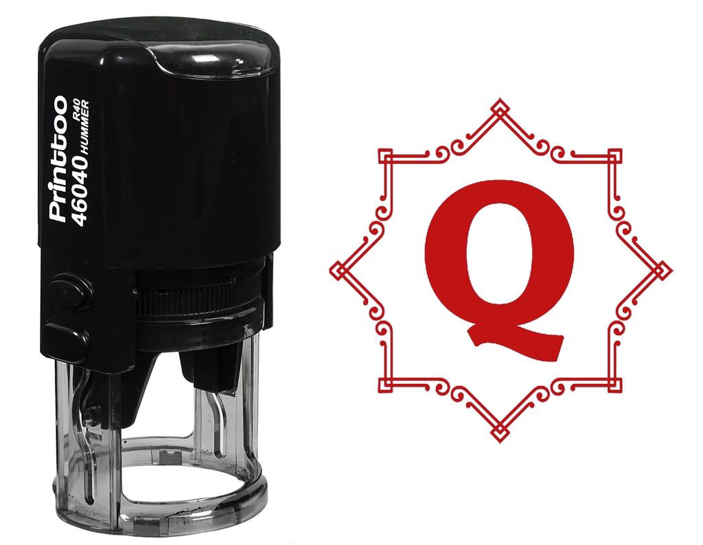 Printtoo Octagon Celtic Swirl Frame Alphabet Q Monogram Initial R-40 Self Inking Rubber Stamp Office