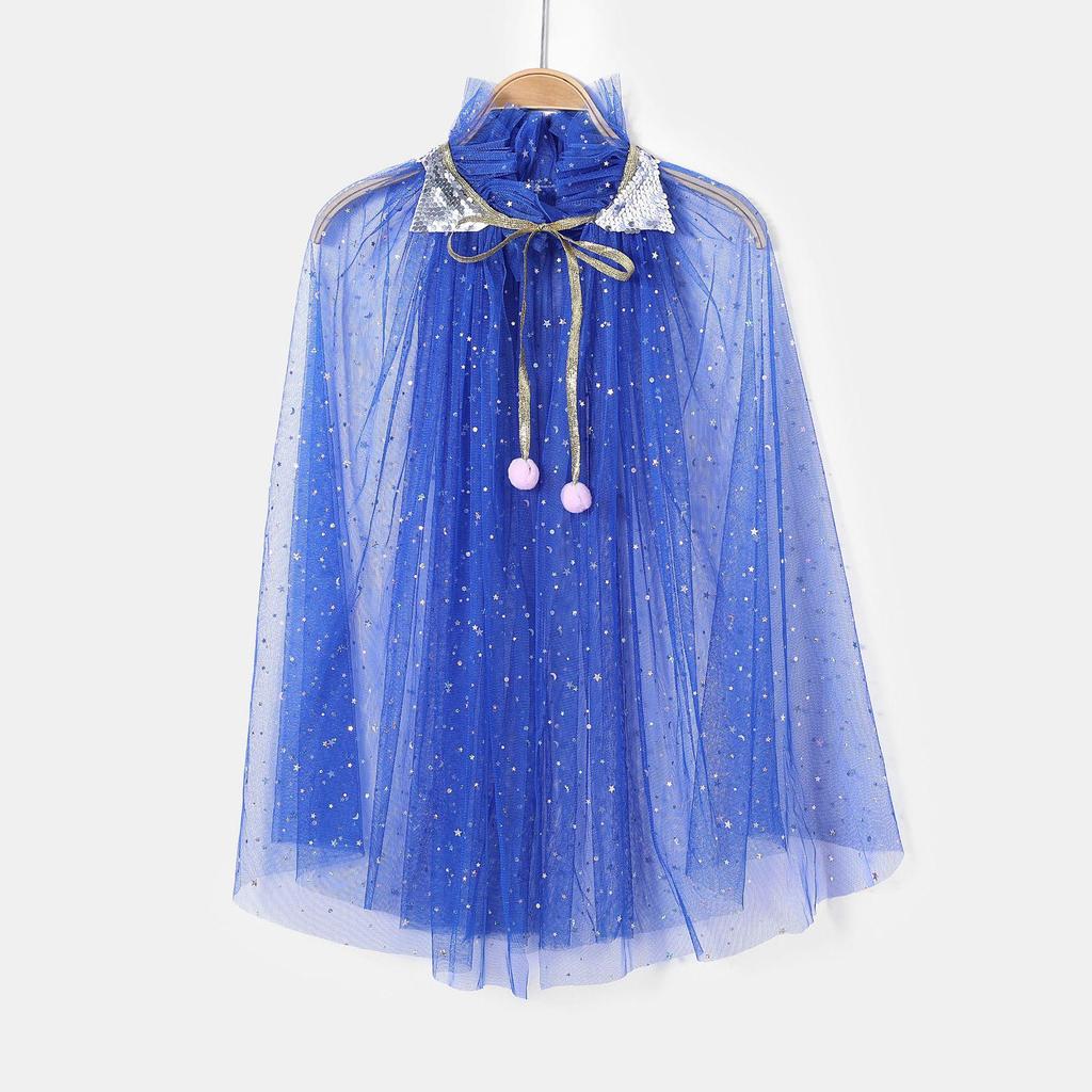 Elsa Frozen Princess Snowflake Cape for Kids - Birthday & Stage Performance Veil