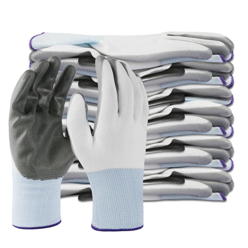 12 Pairs Large Professional Working Protective Gloves For Men Women Construction Garden Mechanic Breathable PU Coated