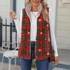 Women's Checked Print Fashionable And Warm Fleece Cardigan Vest Jacket