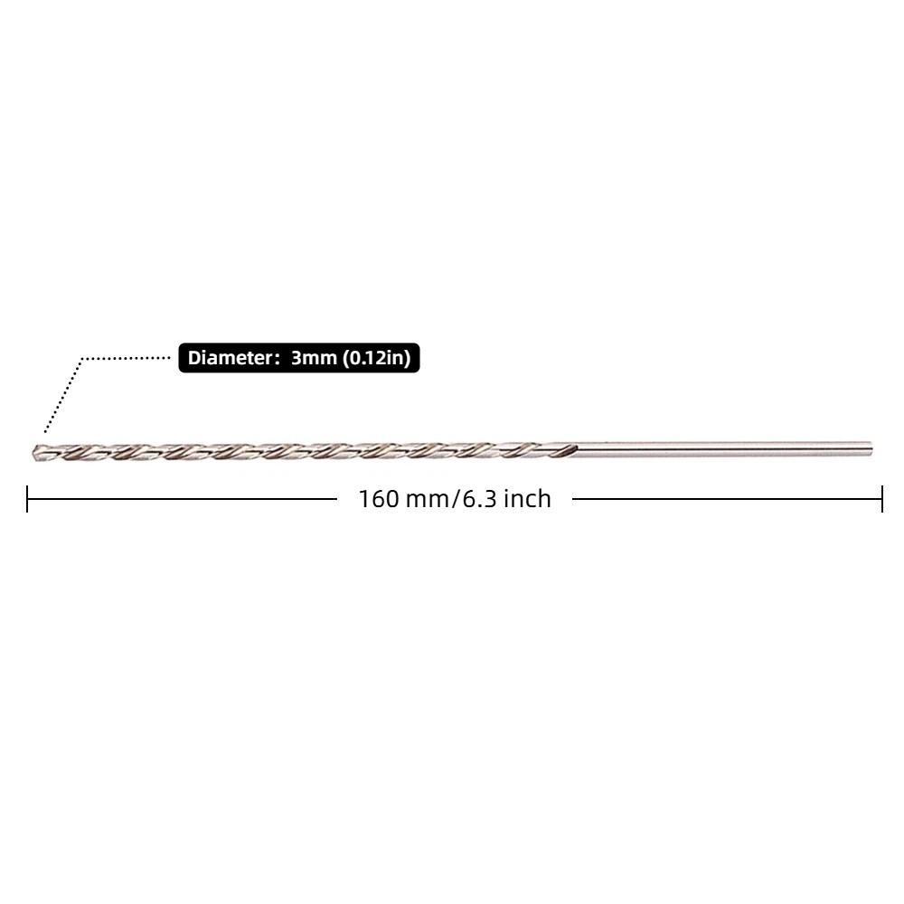 2pcs HSS Material Auger Drill Bit 3mm Diameter Extra Long Drill Bit Twist Drill Bit For Woodworking