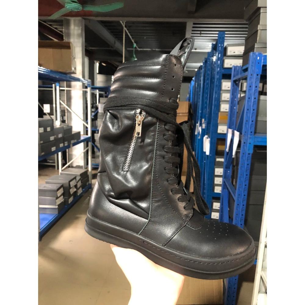 Рик Винтажные Высокие Ботинки Мужские Мотоциклетные Ботинки Высочайшего Качества Натуральная Кожа Бренд Молния Длинные Ботинки Женские Карманные Ботинки до Икры