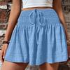 Yousheng Women's Summer Flowy Shorts Elastic High Waist Drawstring Ruffle Mini Skirt Shorts Casual Pleated Stretchy Athletic Shorts