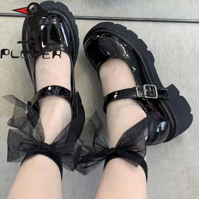 Туфли на толстом каблуке-платформе, одинарные туфли из маленькой кожи, женские туфли в британском стиле на высоком каблуке, винтажные туфли Мэри Джейн