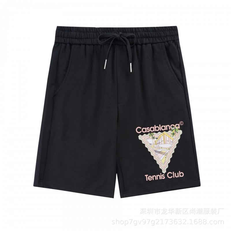 Casablanca Print Casual Shorts Relaxed Fit Streetwear Men Women