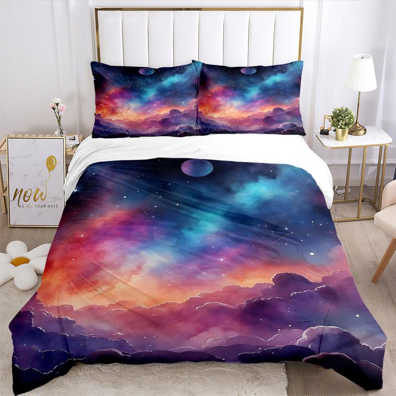 3pcs Starry Night Sky Quilt Cover Set, Soft and Cozy Bedroom