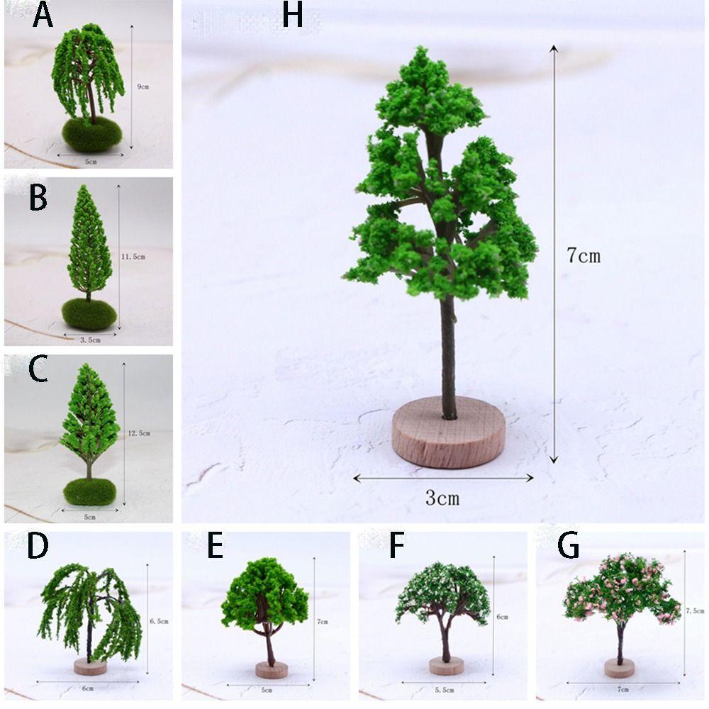 Artificial Moss Rocks/Wooden Base Model Trees Natural Green Dollhouse Mini Tree Building Model