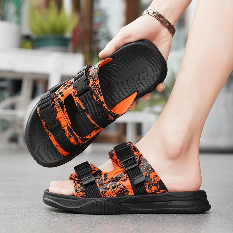 Camouflage Sandals Men'S Summer Wear Youth Sports Leisure Roman Cool Slippers Thick-Soled Non-Slip One-Word Beach Shoes