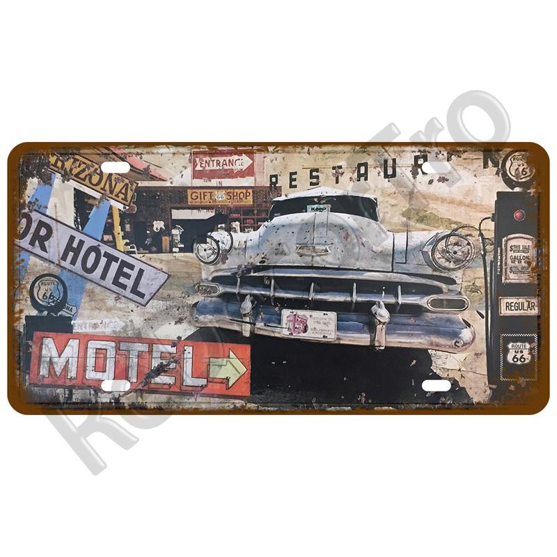 Garage Car Retro Route 66 Tinplates Plate Metal Sign Posters On The Wall Tin Sign Vintage Poster Home Decor Art Room Decoration
