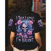 Retro Grunge Skulls Print T-Shirt Autumn Spring Casual Short Sleeve Loose Tee Y2k Aesthetics Fairycore Vintage Top Women Clothes