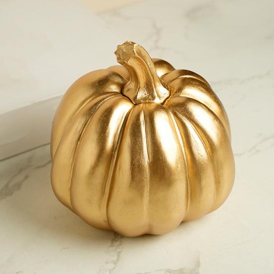 Halloween Pumpkin Ornament Fine Workmanship Hand-painted Pumpkin Art Piece Autumn Seasonal Home Decor