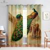 Винтажные павлиньи 3D-печатные оконные шторы, карманы для штанг, спальня, гостиная, украшение для кухни, можно настроить, 2 шт.