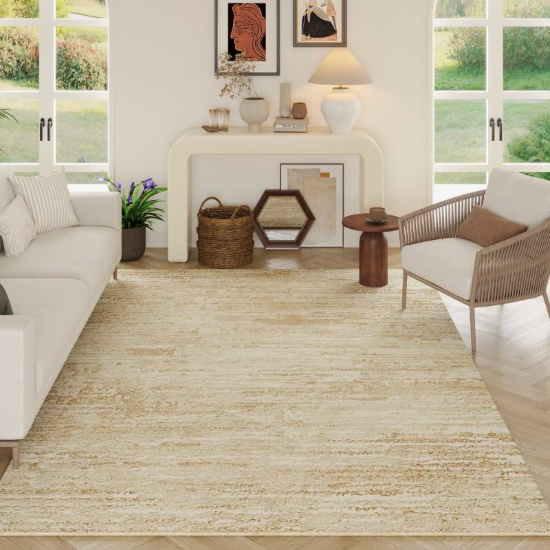Modern Vintage Wool Blend Area Rug Living Room Bedroom Rectangular Floor Mat Soft Textured Neutral Tone