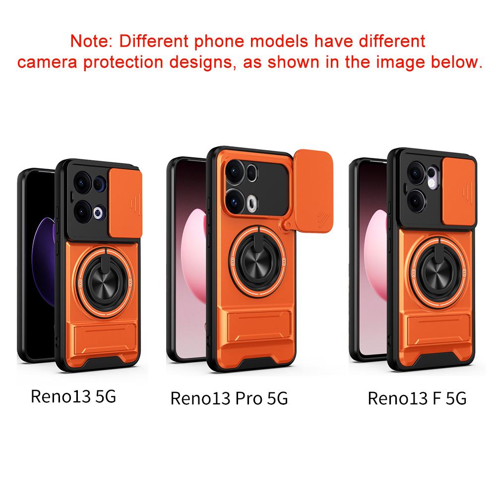 KEYSION Магнитный чехол для телефона OPPO Reno13 Pro 5G Reno13 F 5G Защита камеры со сдвижной крышкой Вертикальная подставка Кольцо Ударопрочный чехол