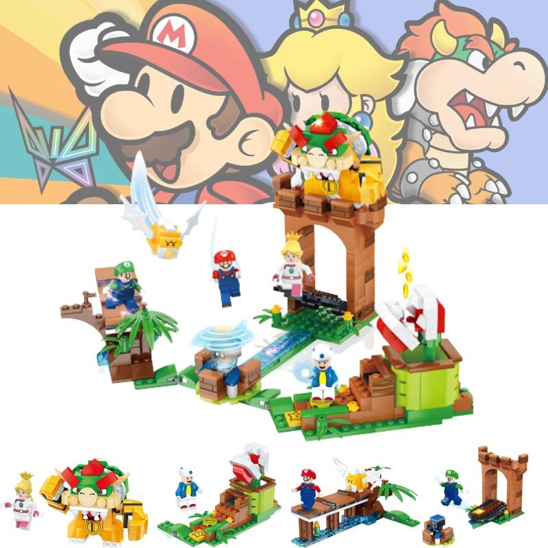 Colorful Super Mario Bros Dolls Luigi Peach Bowser Toad Building Blocks