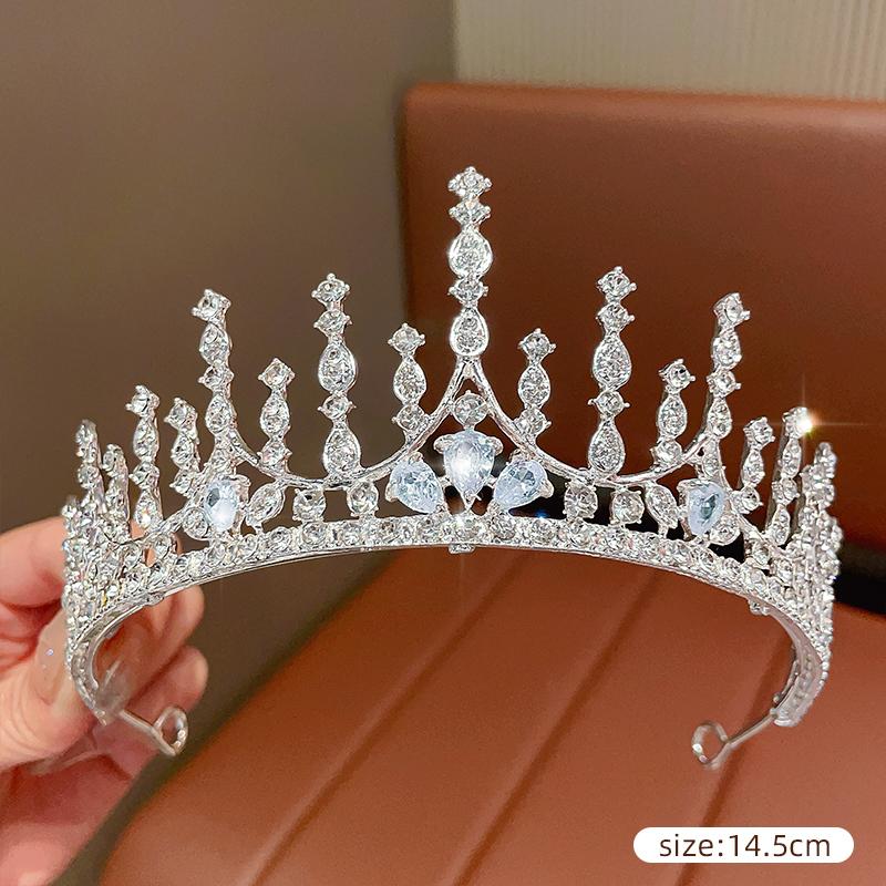 DIEZI Женская Серебристая Корона Головной Убор Корейская Хрустальная Диадема Модная Корона со Стразами для Дня Рождения Аксессуары для Волос