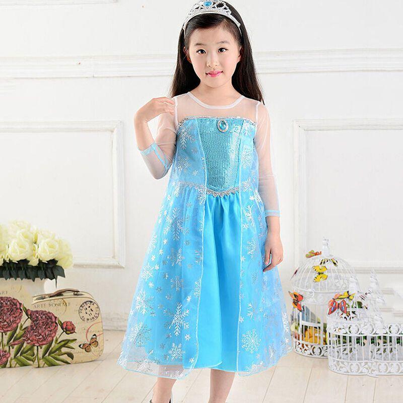 Girls Kids Elsa Fancy Dress Costume Princess Anna Party Dresses Cosplay Outfits