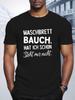 Black Crew Neck T-Shirt- German Humor Slogan Print, Loose Casual Design, Suitable for Summer, Black Friday, Thanksgiving