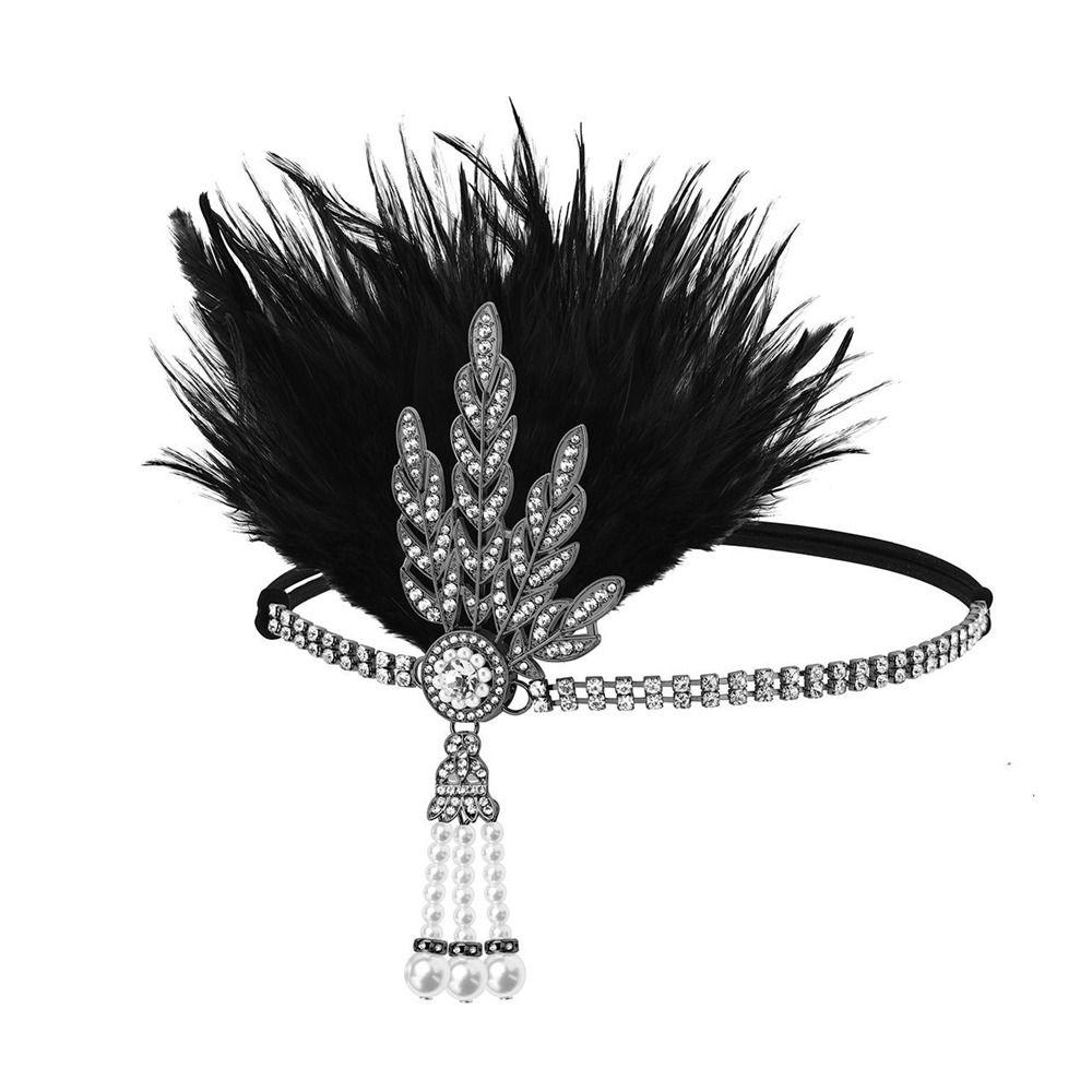 Gatsby Cosplay Dress Headwear Korean Style Headband Feather Headwear Masquerade Party Accessories Sequin Hair