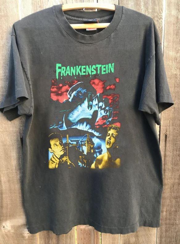 Vintage 2005 Frankenstein Movie Graphic Charcoal Unisex Shirt S5XL KH16513 Unisex T-Shirt